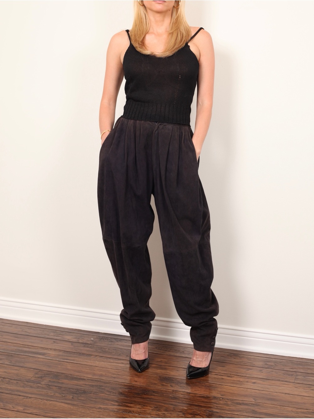 Roberto Cavalli Vintage Black suede Ballon Pants